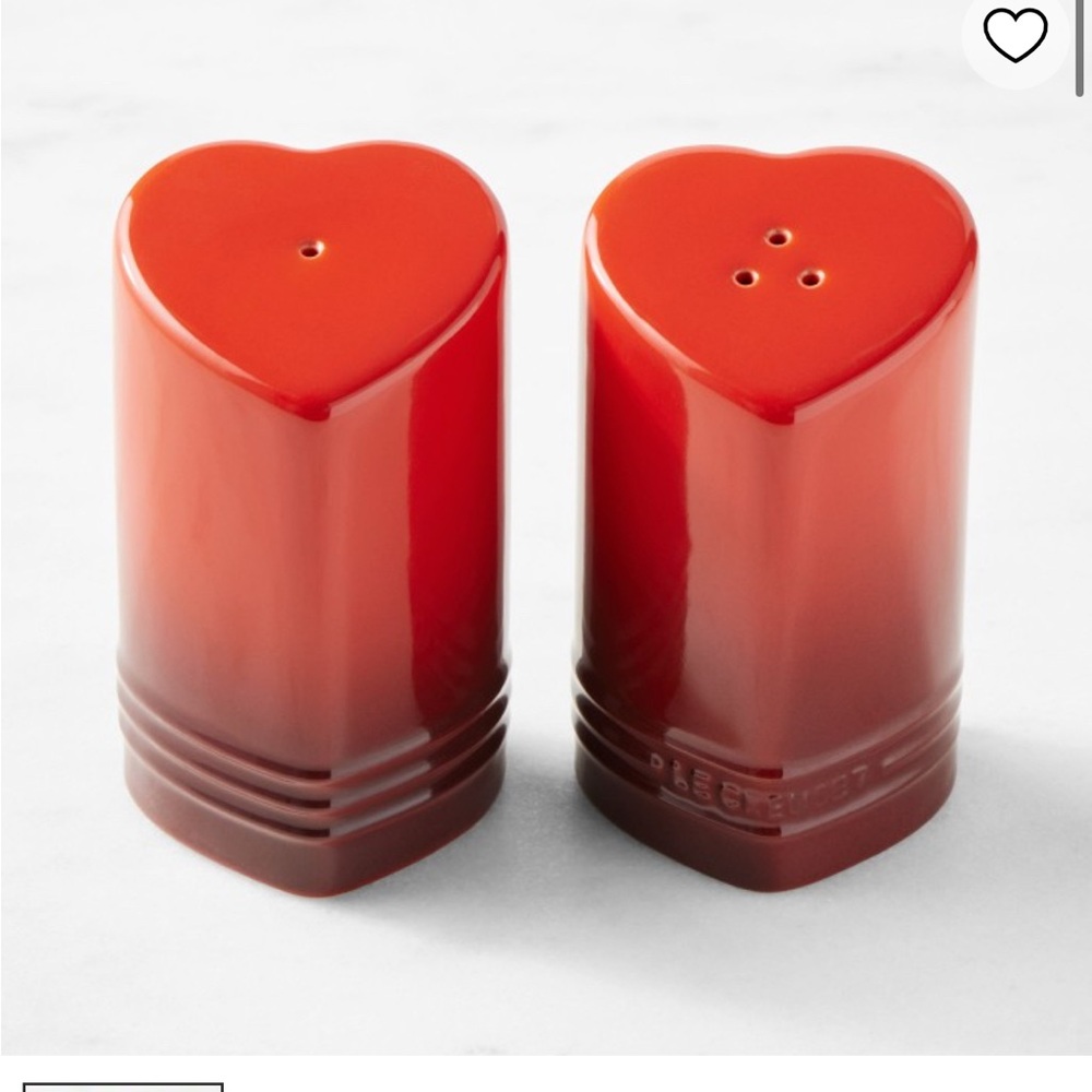 Le Creuset Red Heart Salt and Pepper Shakers